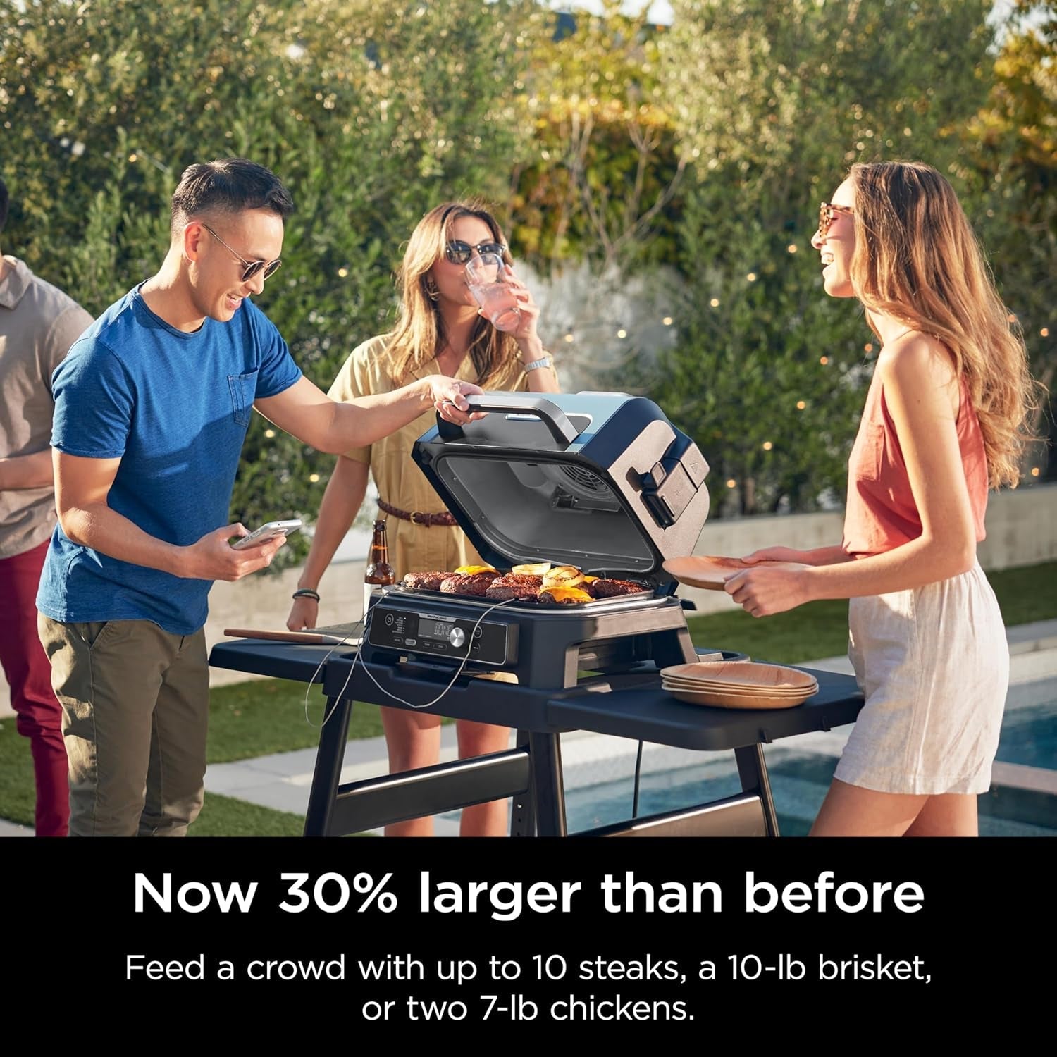 XL Smart Grill Smoker 7 In 1 With App Control Black