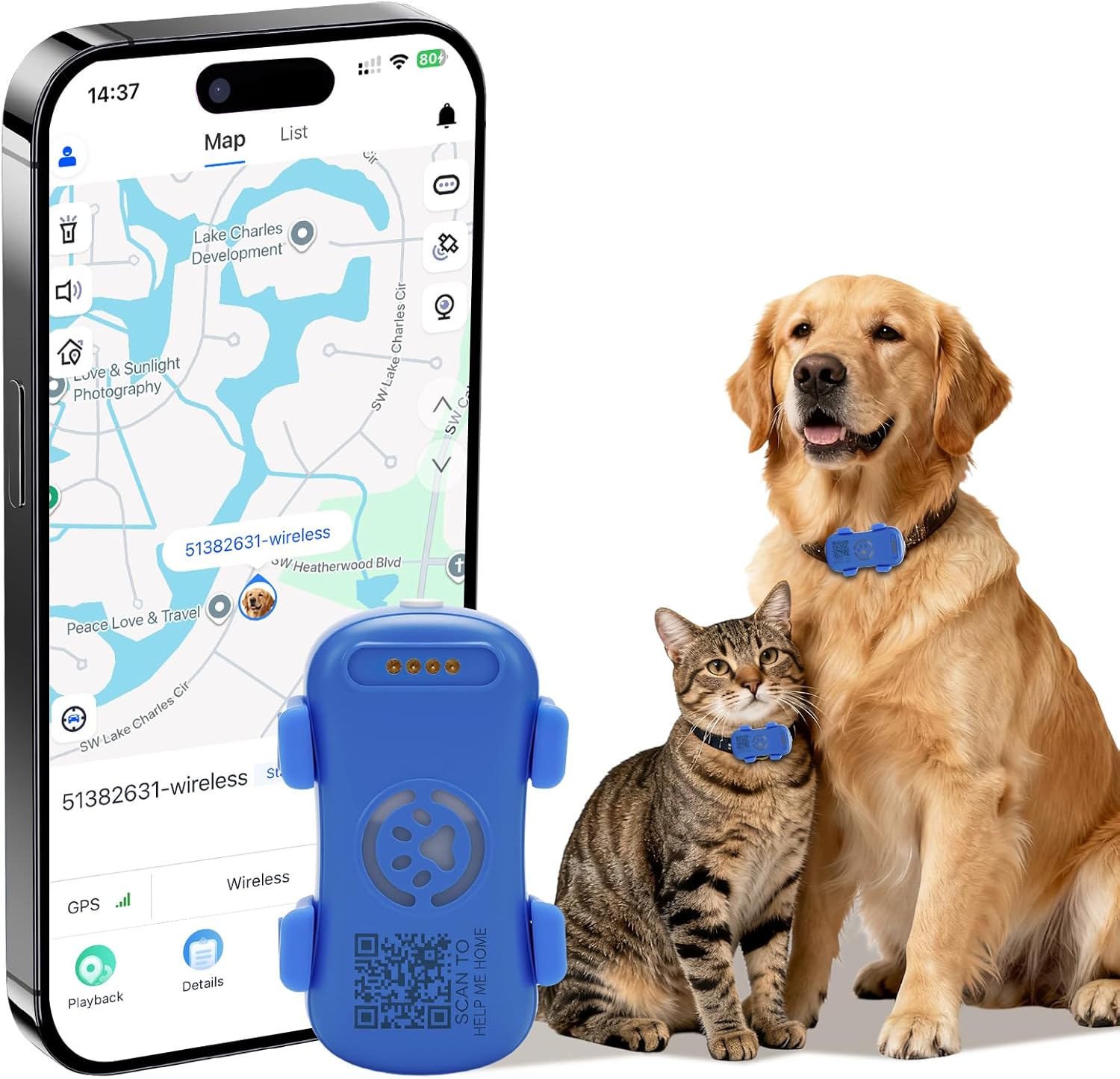 SmartHomePaws™ Real-Time GPS Pet Tracker – Waterproof Smart Collar Locator with Geofence & LED Alert