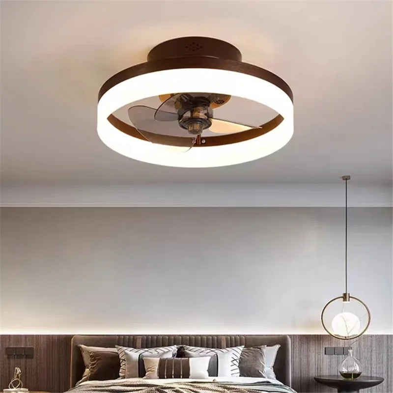 Modern smart ceiling fan LED DC black ceiling fan with light Bedroom Living Room Decorative Silent ventilateur de chambre light