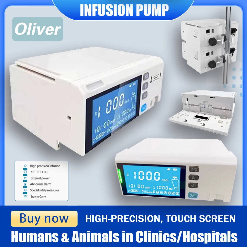 Portable Medical/Veterinary IV Infusion Pump - High-Precision, Touch Screen for Humans & Animals in Clinics/Hospitals