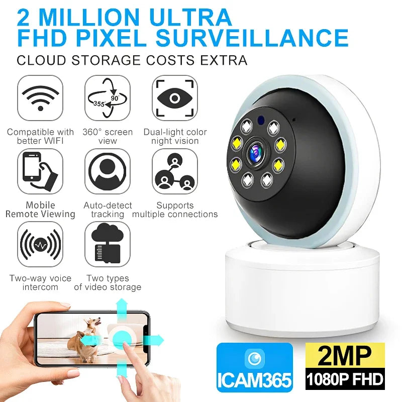 2025 New Smart Camera HD 360 Angle Indoor Baby Pet Security Monitor WIFI Night Webcam Video IP Camera Smart Home Two-Way Voice