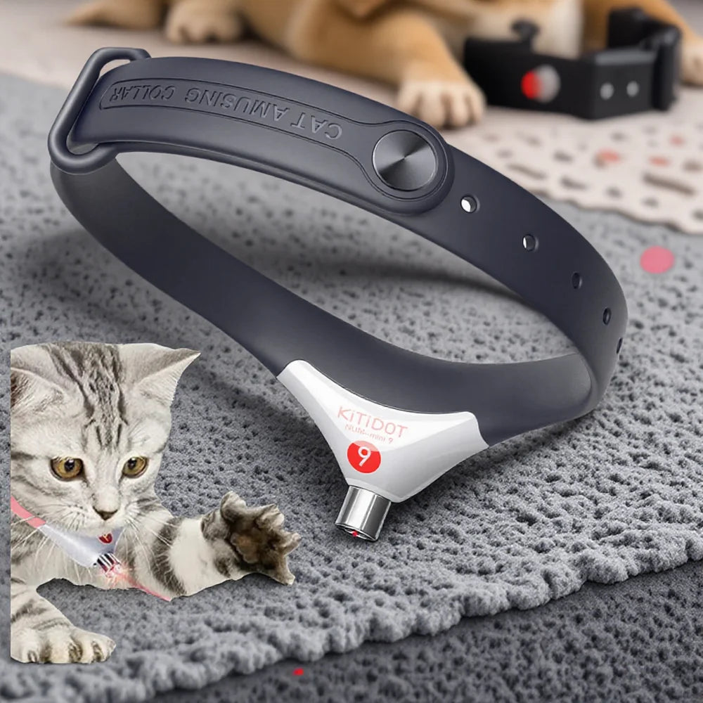 Electric Smart Amusing Collar for Kitten Wearable Automatic Cat Toys USB Rechargeable Interactive Laser Toy