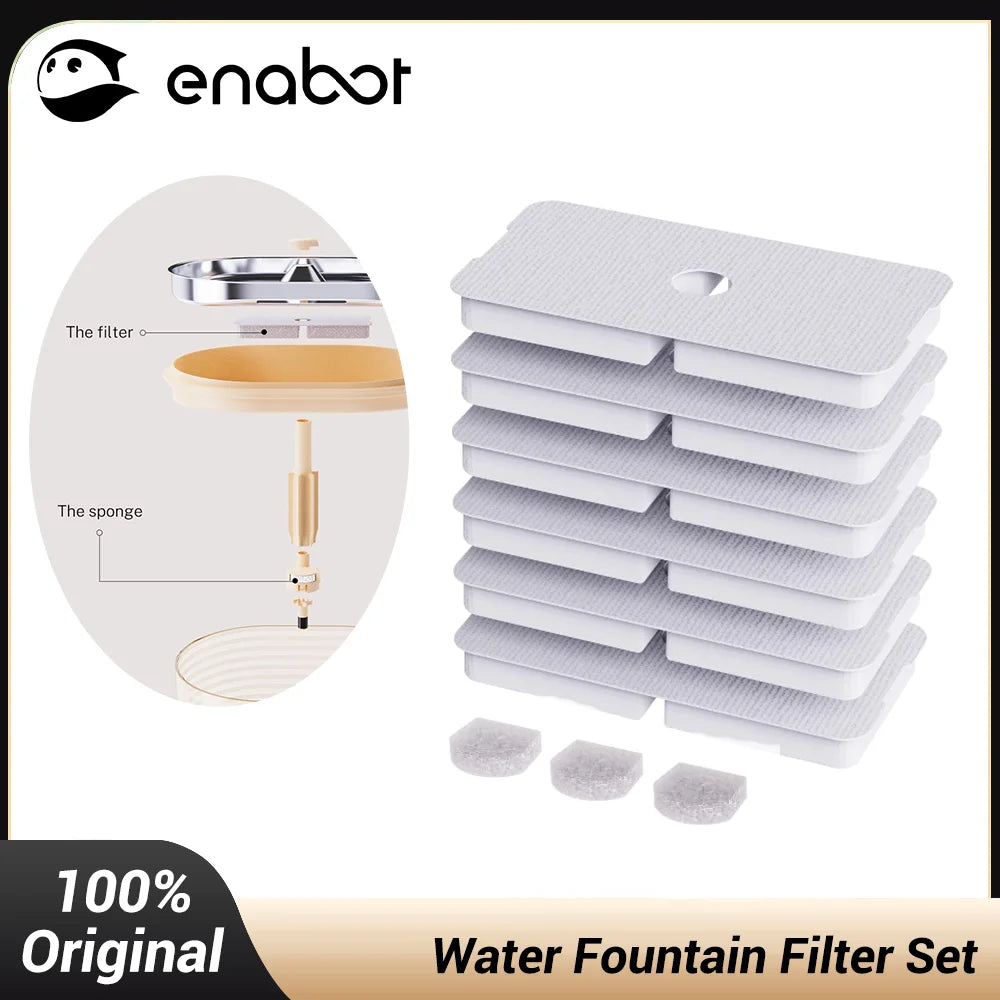 Water Fountain Filter Set For ROLA Smart Pet Water Fountain,Includes 6 Filters And 3 Sponges