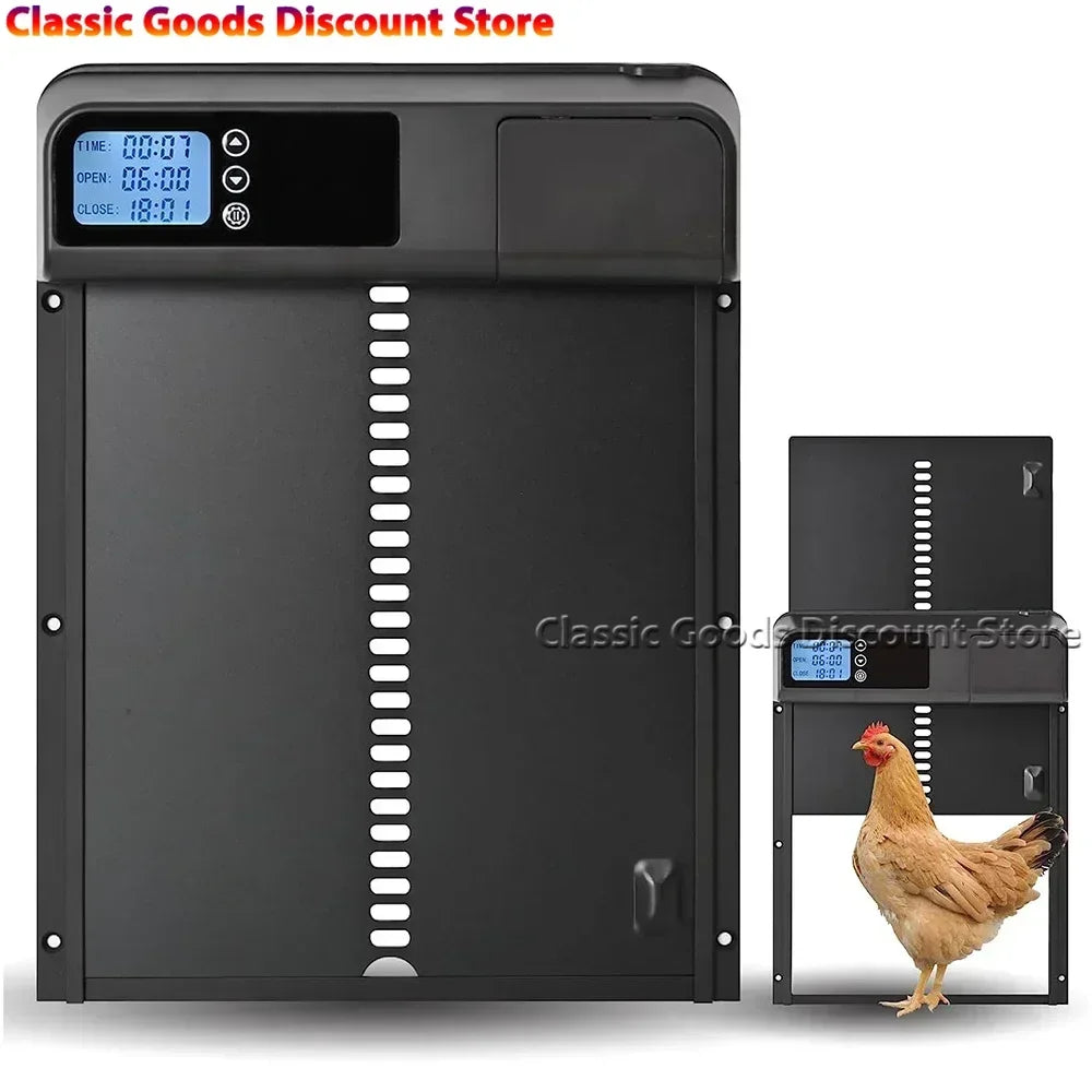 Automatic Chicken Coop Door Intelligent Timer Electric Aluminum Timing Opener Auto Chicken Door Farm Automatic Management Tool