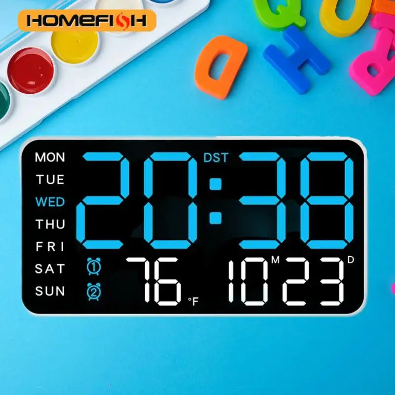 Giant Intelligent Digital Wall Clock|One screen to control time-temperature-date, home technology pulls full!