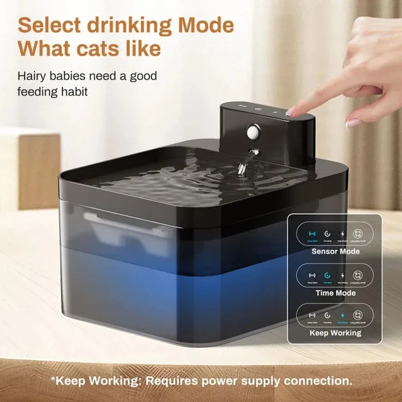 2.2L Smart Cat Water Fountain, 120° Motion Sensor, Type-C, 2600mAh Battery, Ultra-Quiet 25dB, BPA-Free, 1-Week Auto Watering
