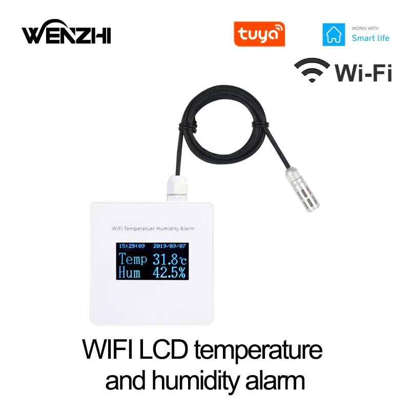 Wifi Temperature And Humdity Sensor Digital External Thermometer Tuya Smart Life App Remote Control Home Automation Residential