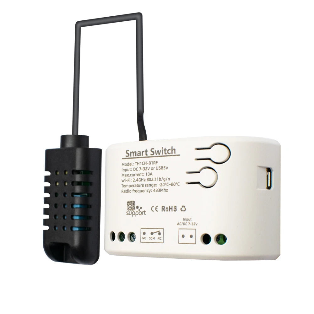 Smart Switch with Temperature and Humidity Sensor Passive Dry Contact Ewelink APP Wifi Relay Work with Home Assistant