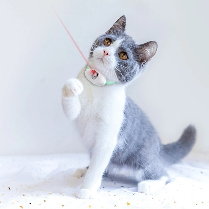 Smart Cat Toy LED Laser Teasing USB Rechargeable Adjustable Magic Collar Kitten Playing Cat Toy Interactive Training Accessories