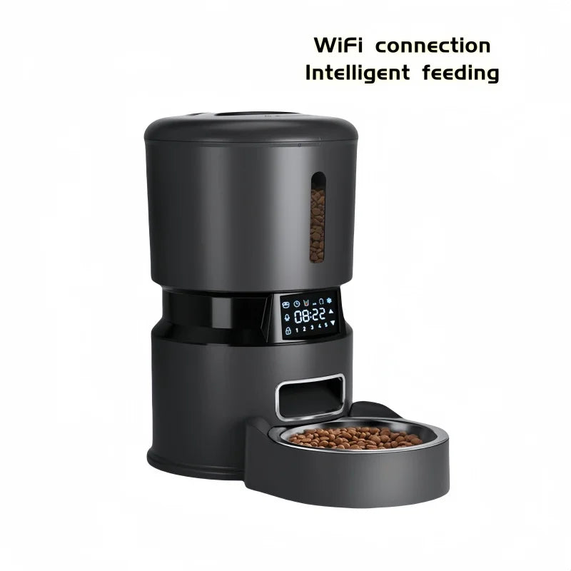Automatic Cat Food Machine, 5G Wifi Connection, Pet Timed Intelligent Feeder with Preservation Function, Suitable for Cats/Dogs