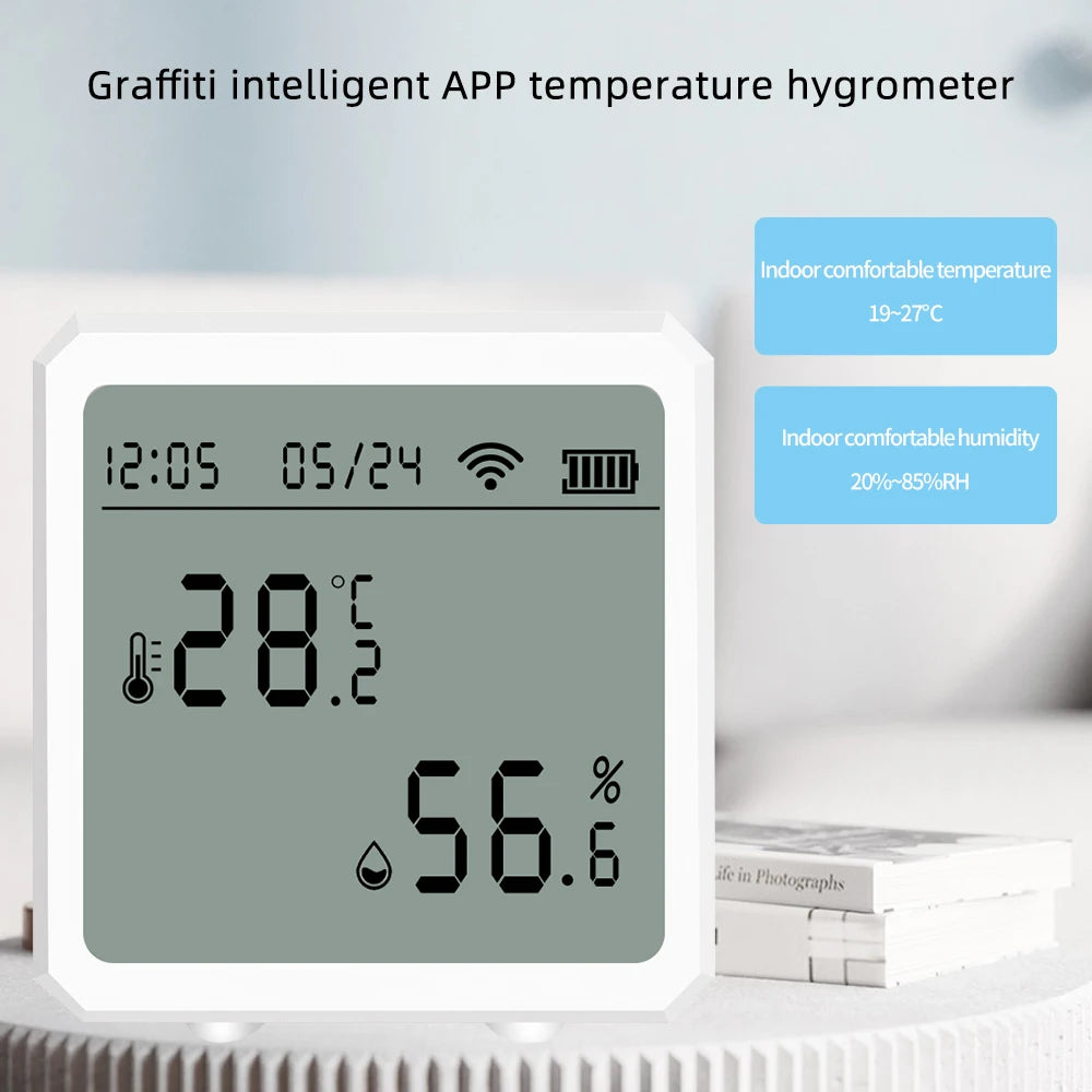 Smart WiFi Temperature and Humidity Sensor LCD Digital Thermometer Hygrometer Zigbee APP Control Temp Monitor for Home Office