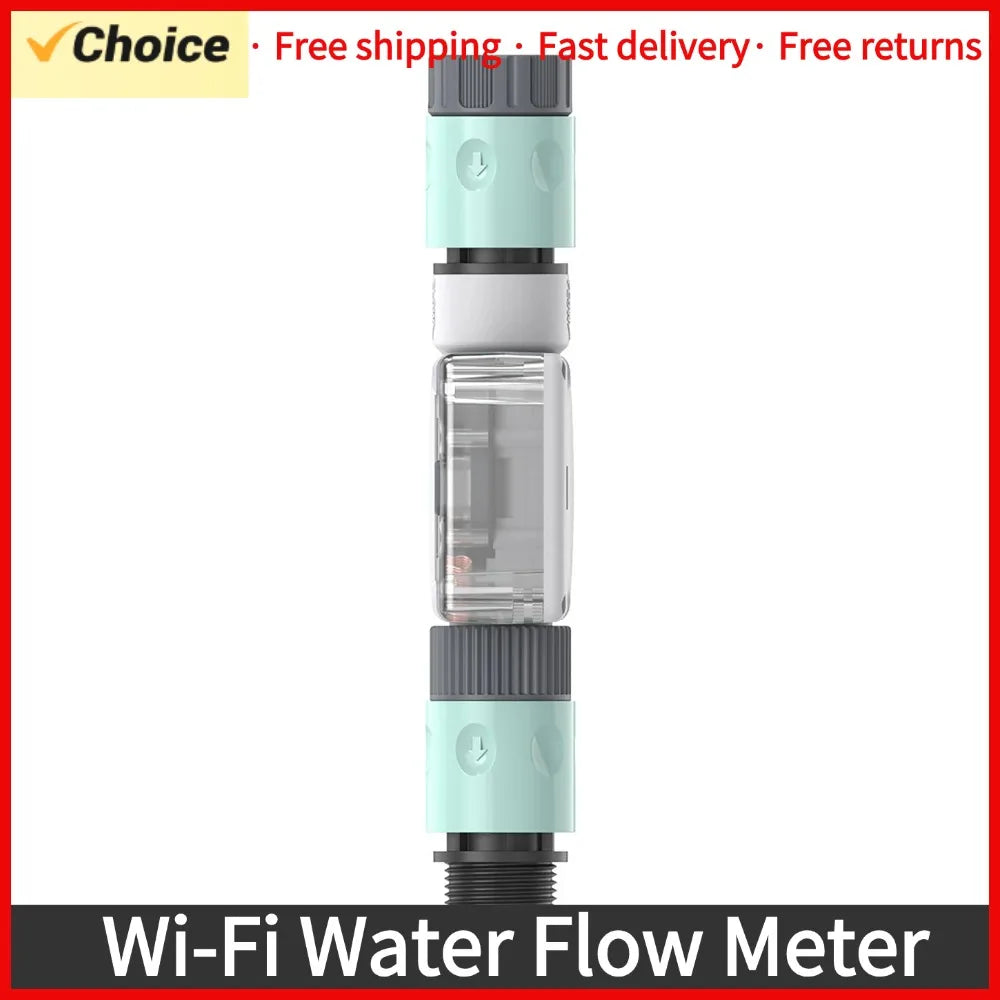 WiFi Water Flow Meter for Garden Hose Smart Water Meter 4 Flow Modes Real-Time Flow Tracking Easy Reading Display Usage Alerts