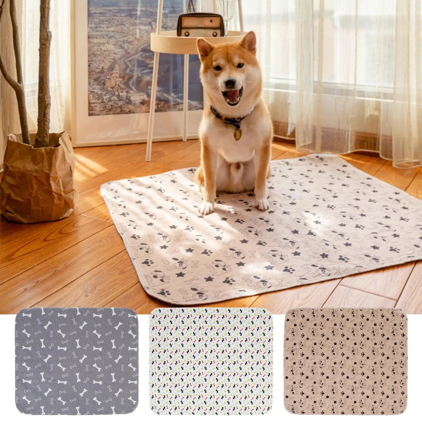 Washable Reusable Pee Pads for Dogs Cats Quick Absorbent Pet Training Mat Waterproof Liner for Crate Playpen Travel Grass Tray