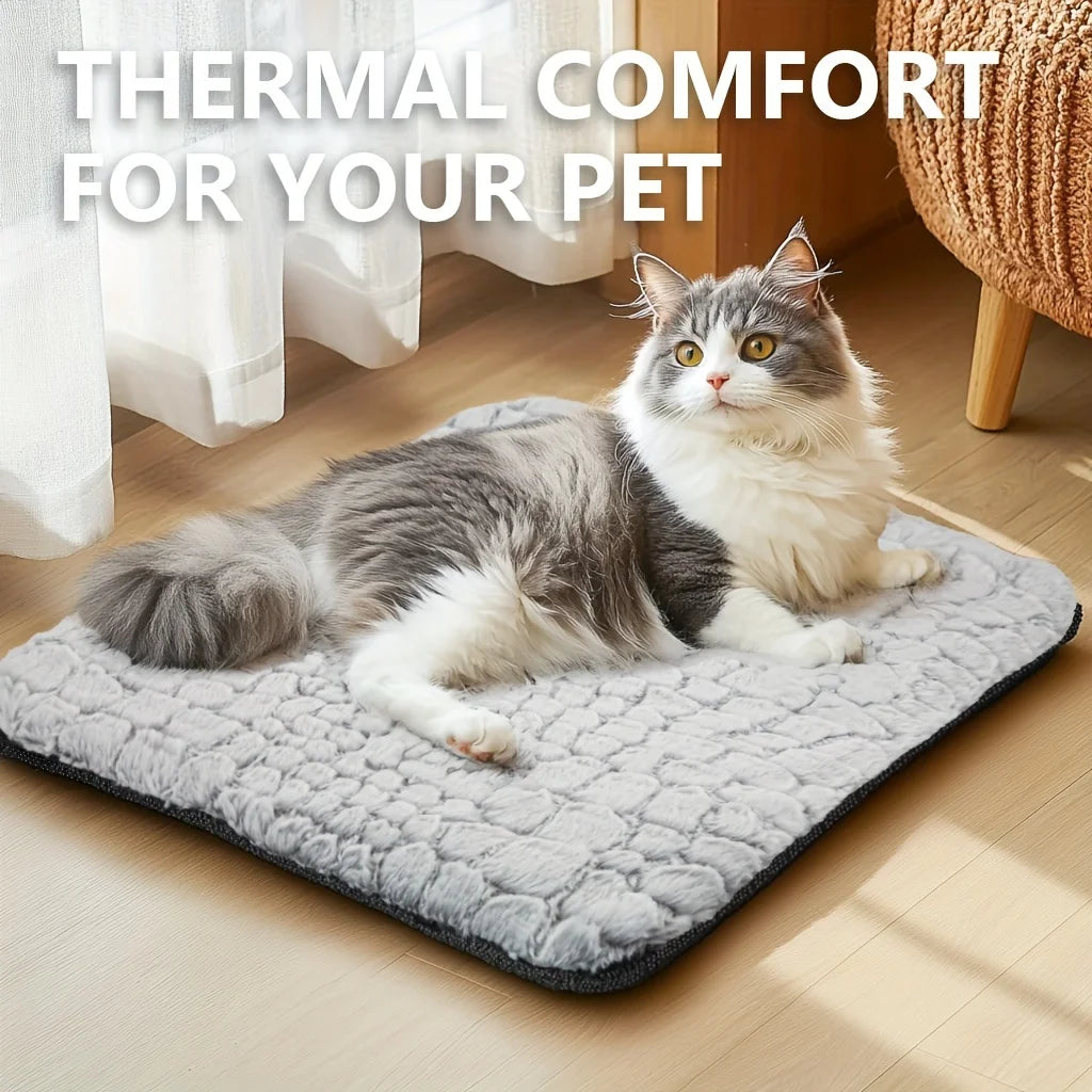 Self-Warming Pet Bed, Energy-Free Thermal Cat Mat, Soft Washable Heating Pad for Cats & Small Dogs, Cozy Winter Sleeper