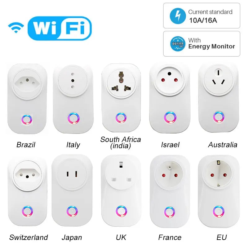 EU Smart Plug WiFi Socket power energy meter 10A/16A Power Monitor Wattmeter Timing Function watt meter Tuya SmartLife APP