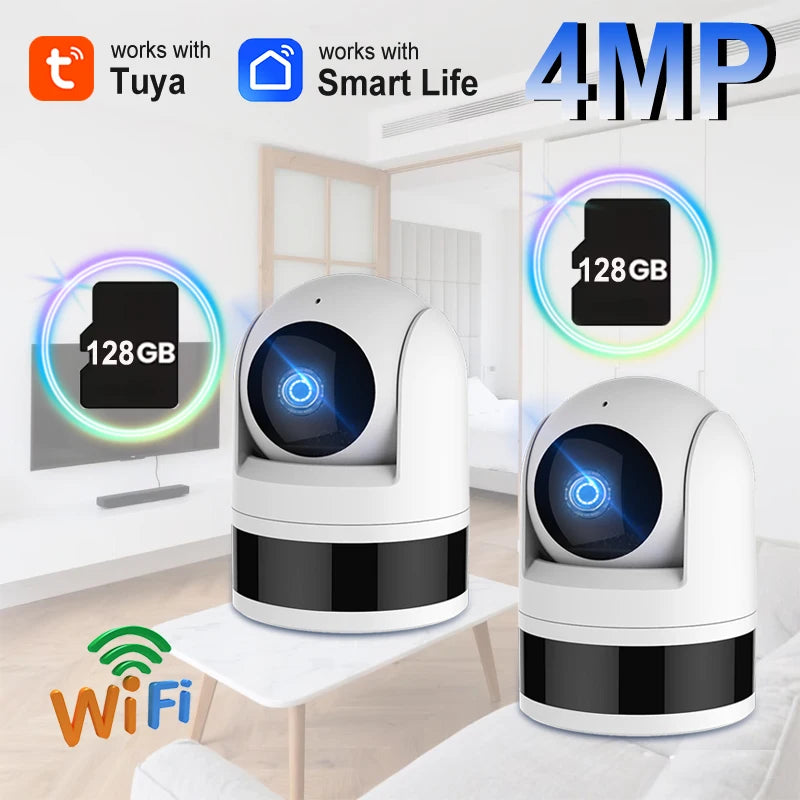 Smart Home 4MP Camera Tuya WiFi Security Anti-theft Monitor Night Vision Function Supports Two-way Voice APP Remote Monitoring
