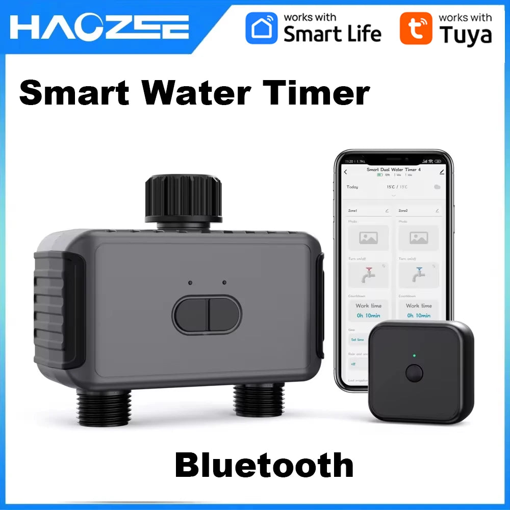 Tuya Smart Garden Watering Timers 2 Outlet Sprinkler Drip Irrigation Controller Water Valve Rain Delay Programmable Controllers