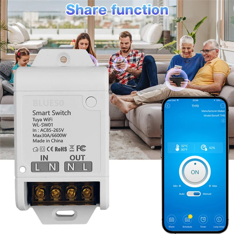 SOFT-WIFI Smart Switch 30A High Power App Remote Home Automation Socket Voice Lamps And Lanterns Smart Home