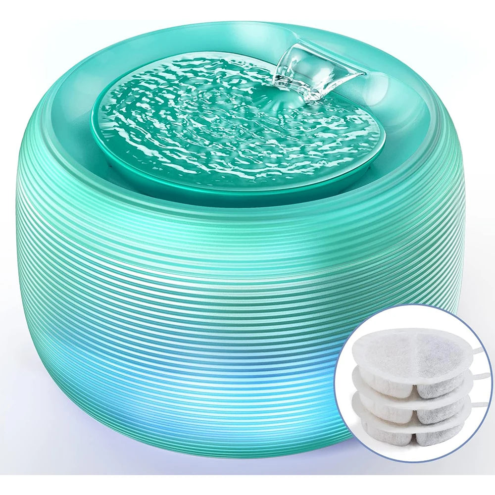 Smart Ultra Quiet Waterfall 2.5L Cat Water Dispenser with Smart Pump Pet Water Fountain for Cats and Dogs Built-in LED Light