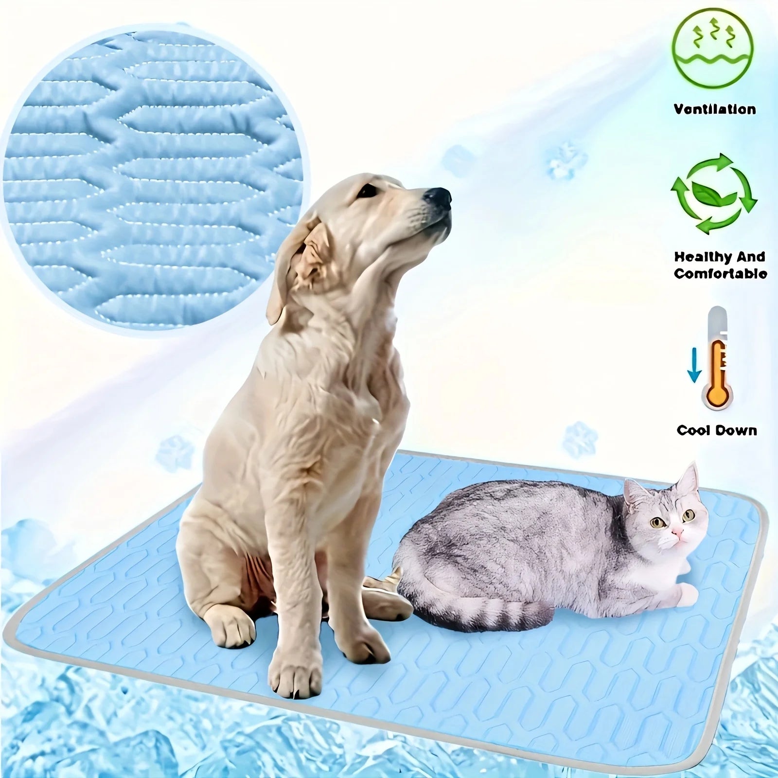 Summer Pet Cooling Mat Pad And Sleeping Pad Bed for Cat&Dog-Sweat Absorbent Surface-Keeps your pets cool all summer long dog bed