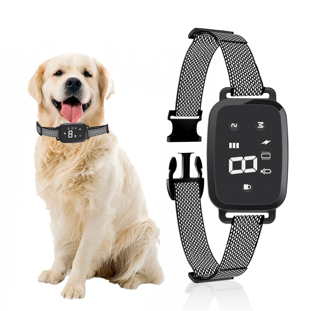 Smart Automatic Anti Barking Dog Collar Electronic Training Collar HD Digital Display IP67 Rechargeable Electric Bark Stopper