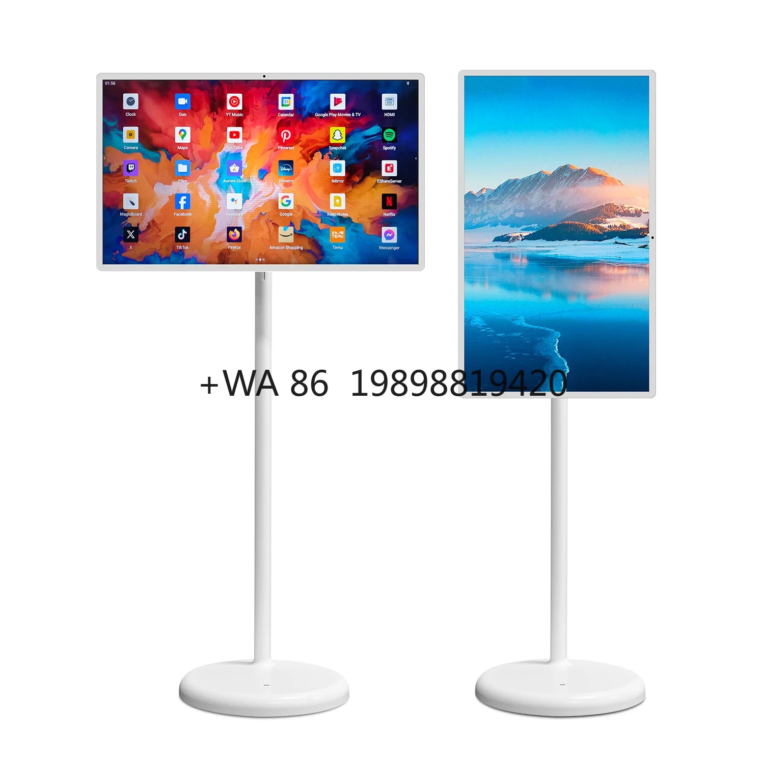 32 Inch Portable Smart TV 4K LED Backlit LCD Android Touch Screen for Office Education Home Healthcare Supermarket Portable TV