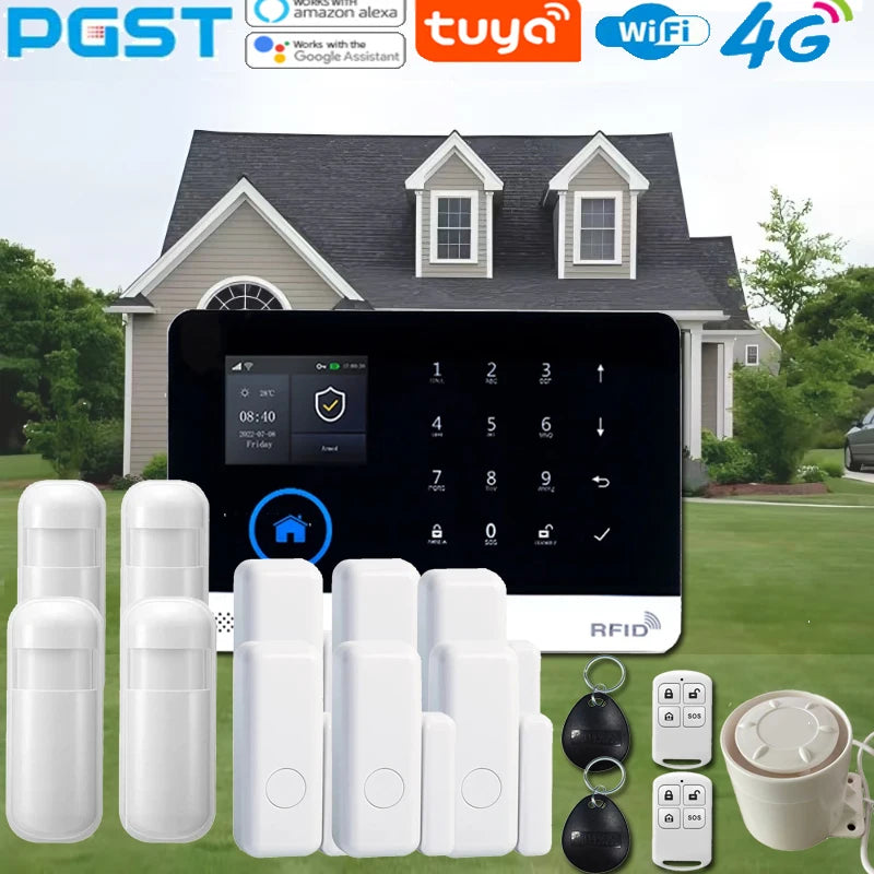 The new smart home security system in 2025, PG-103 4G Tuya APP wireless alarm system, WiFi GSM compatible with all 433MHz wirele