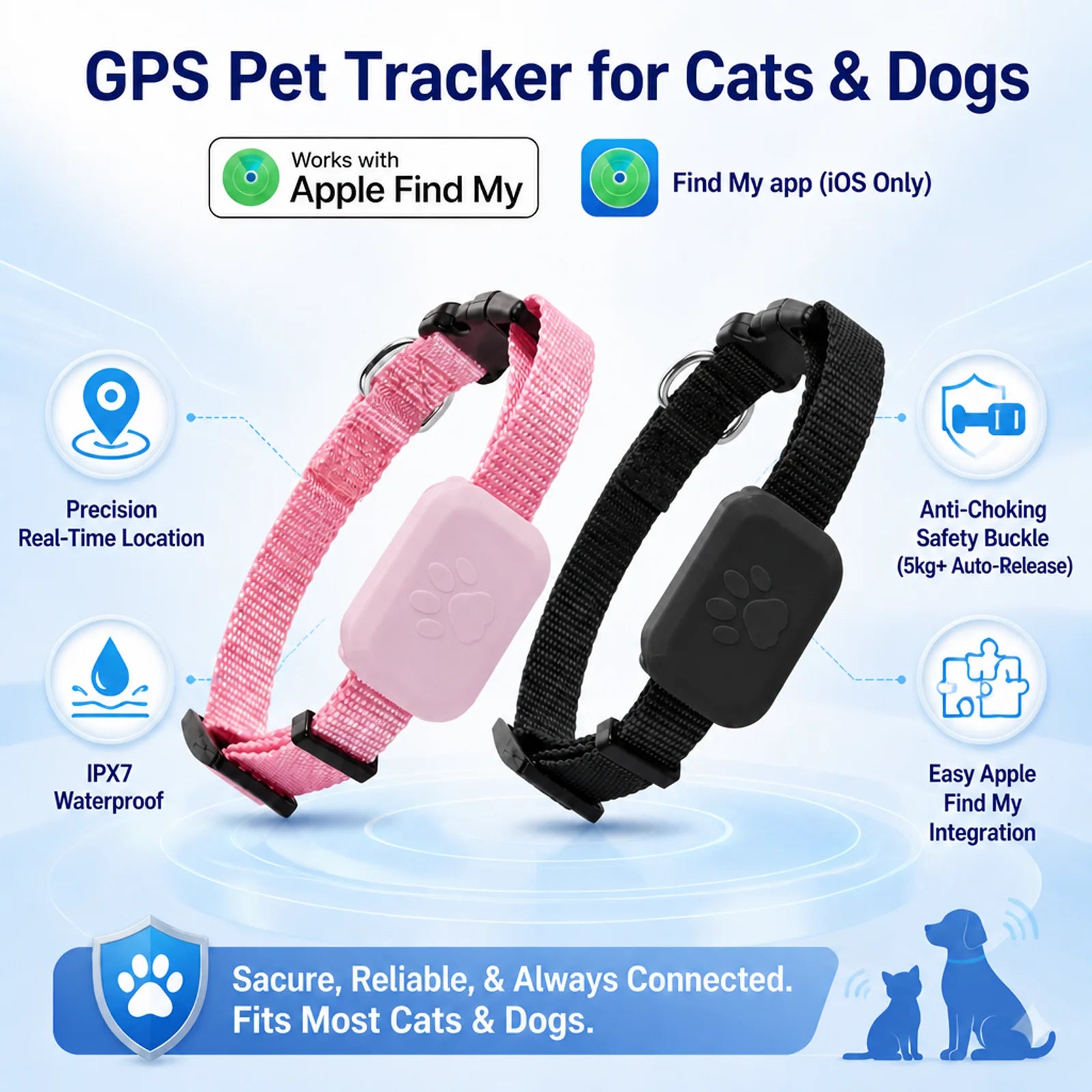 Smart Home Paws Waterproof Pet Tracker for Apple Find My