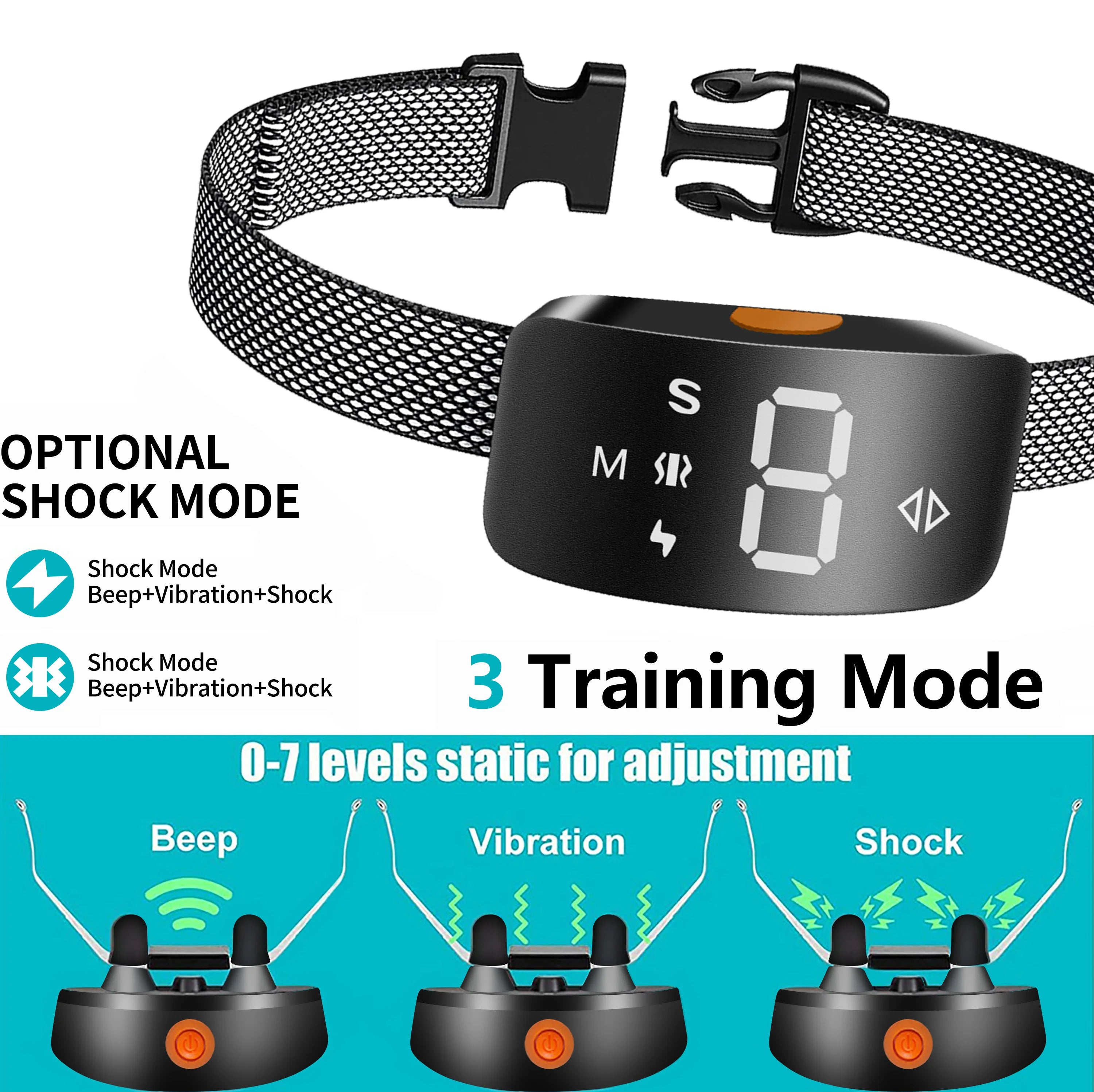 Dog Bark Collar for Large Medium Small Dogs Smart Bark Collar,Rechargeable Anti Barking Training Collar with 8 Adjustable Sensit