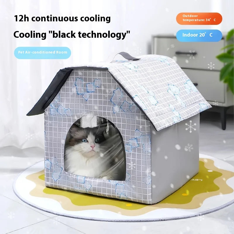 Summer Cool Bed for Cats and Dogs Foldable Cat Air-conditioned House Homemade Ice Packs for Cooling Pet House Ice Bed