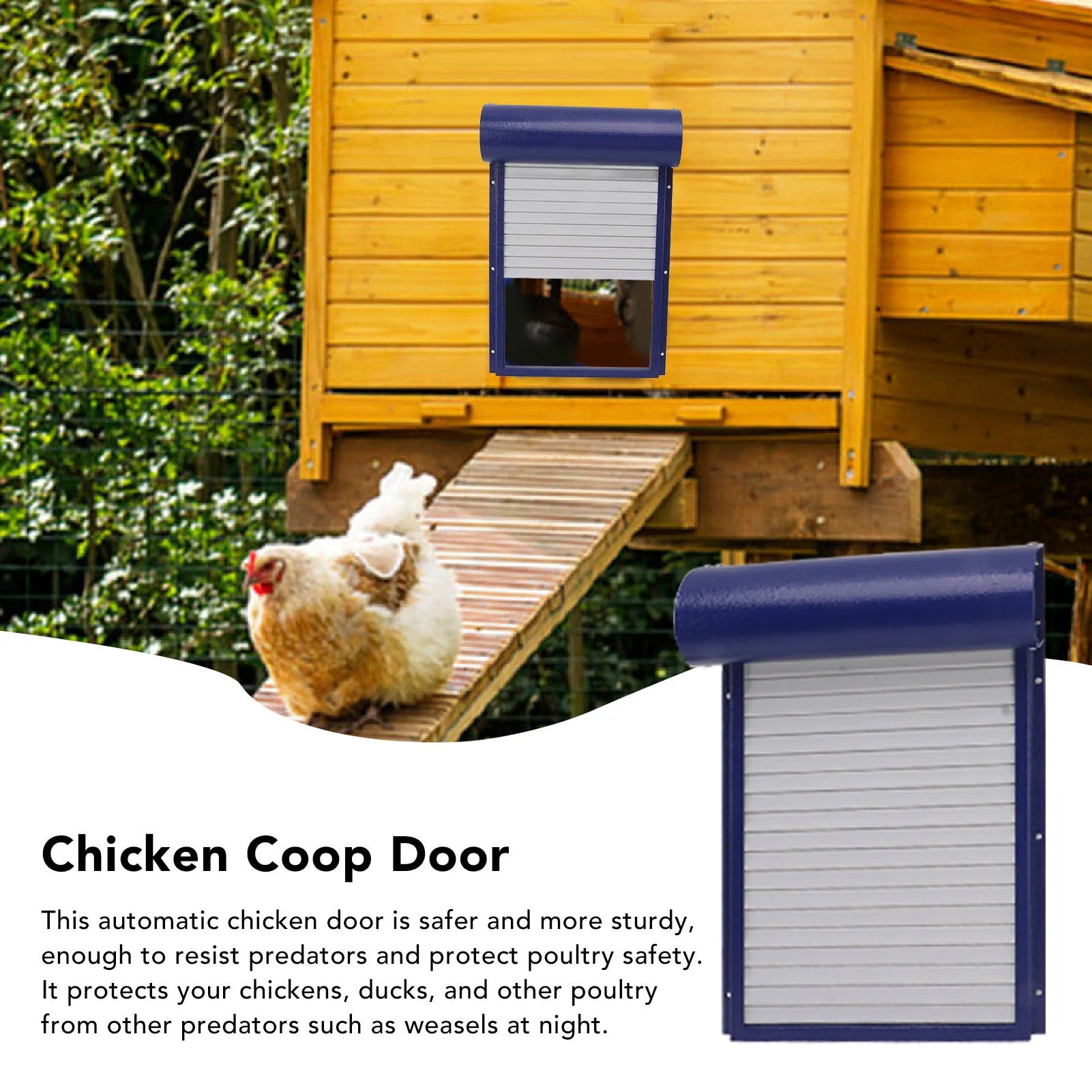 Solar Powered Automatic Chicken Coop Door Auto Chicken Door Opener with Light Sensor Timer Remote Control Chicken Door