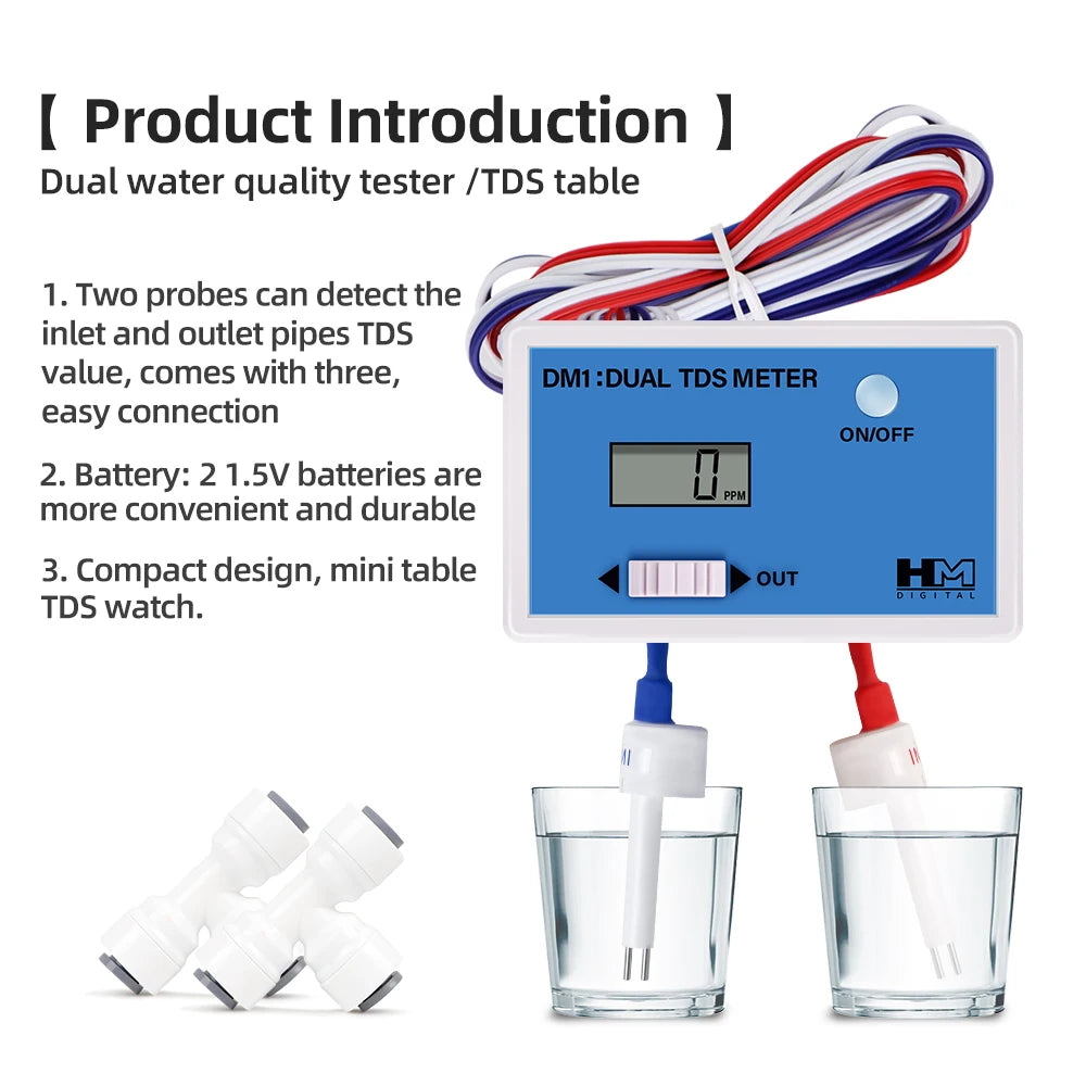 Digital Online Water Quality Tester Dual Channel EC/TDS Meter  Water Monitor 0-9990ppm Detection Drinking Water Fish Tank Test