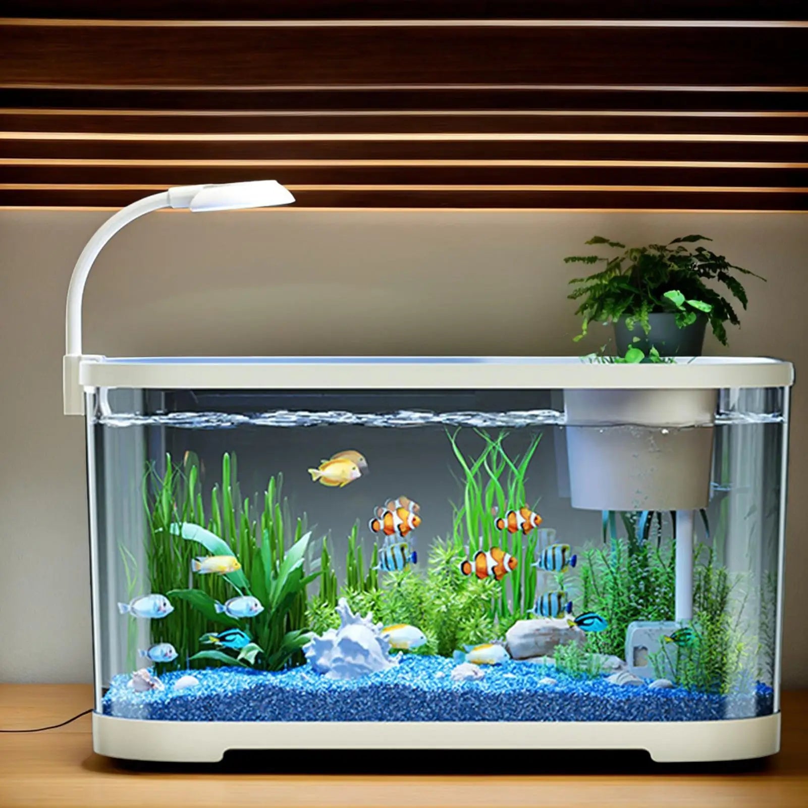 Aquarium Kit Starter Betta Fish Tank for Beginners Silent Decorative Fish Bowl for Turtle Aquatic Animals Clear Desktop Aquarium