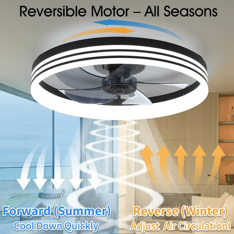 Smart LED Ceiling Fan Chic Nordic Style Slim Build 3 Color Adjustable 6 Wind Speeds Quiet Operation Electric Fan for Living Room