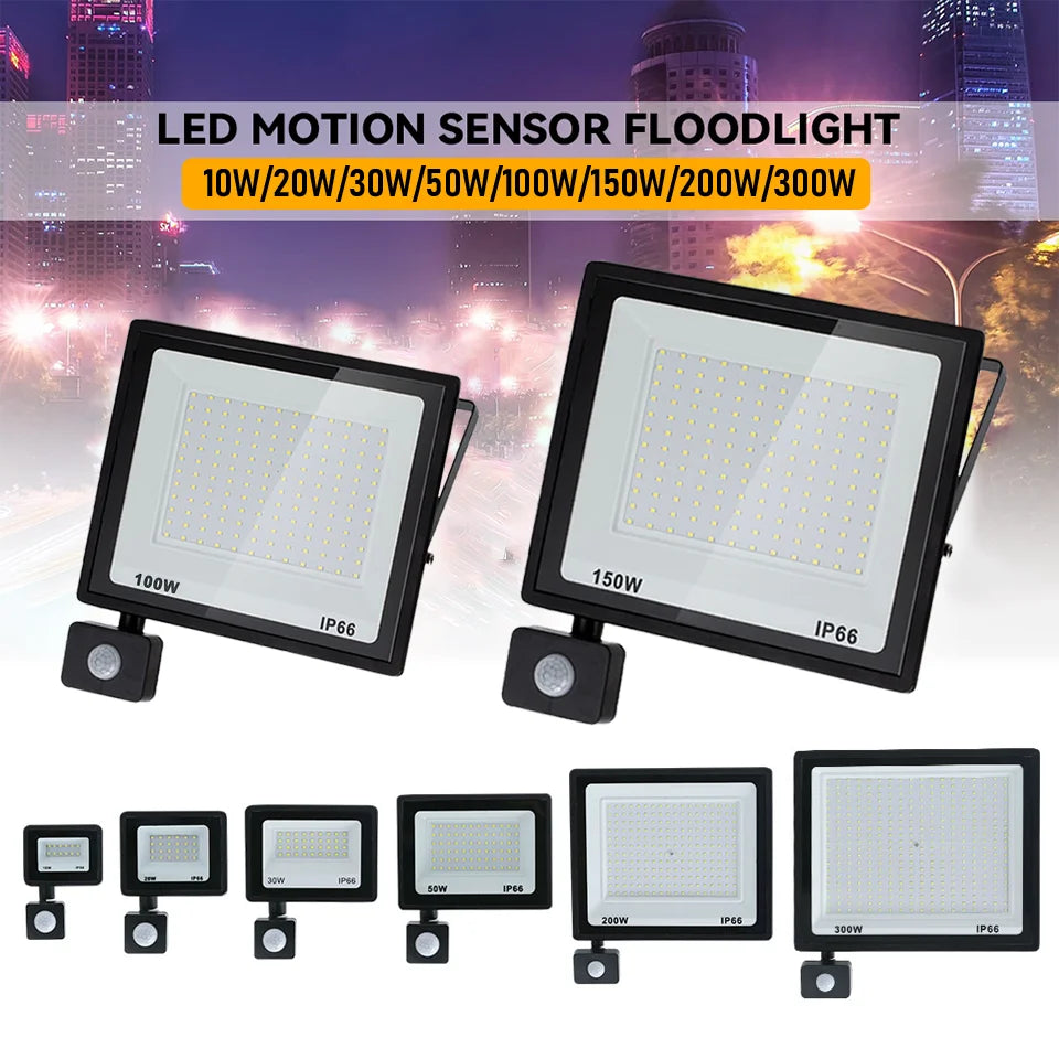 LED Flood Light Motion Sensor Outdoor Light LED 220V 100W 200W 300W Outdoor Light Waterproof Garden Lights LED Light Street Gate