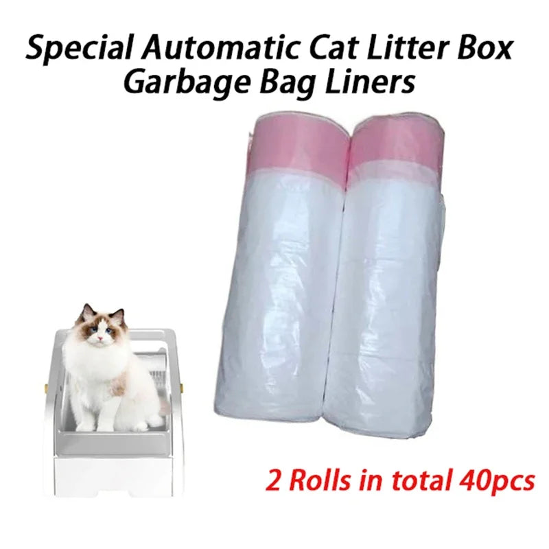2 Rolls Smart Cat Litter Box Liners Special Garbage Bags Collect Poops Cats Feces Garbage Bags Pink Cleaning Trash Pet Supplies