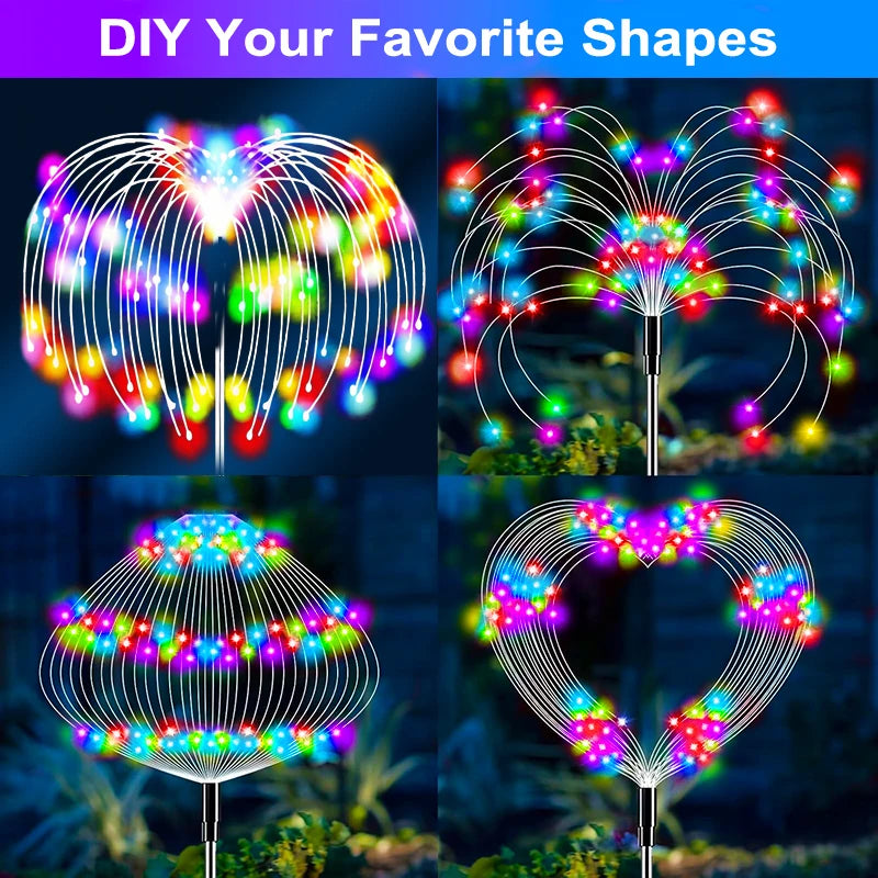 Outdoor LED Solar Patio Lights Waterproof Christmas Decor Firework Ground Socket Lights for Yard Garden Pathway Lawn Street