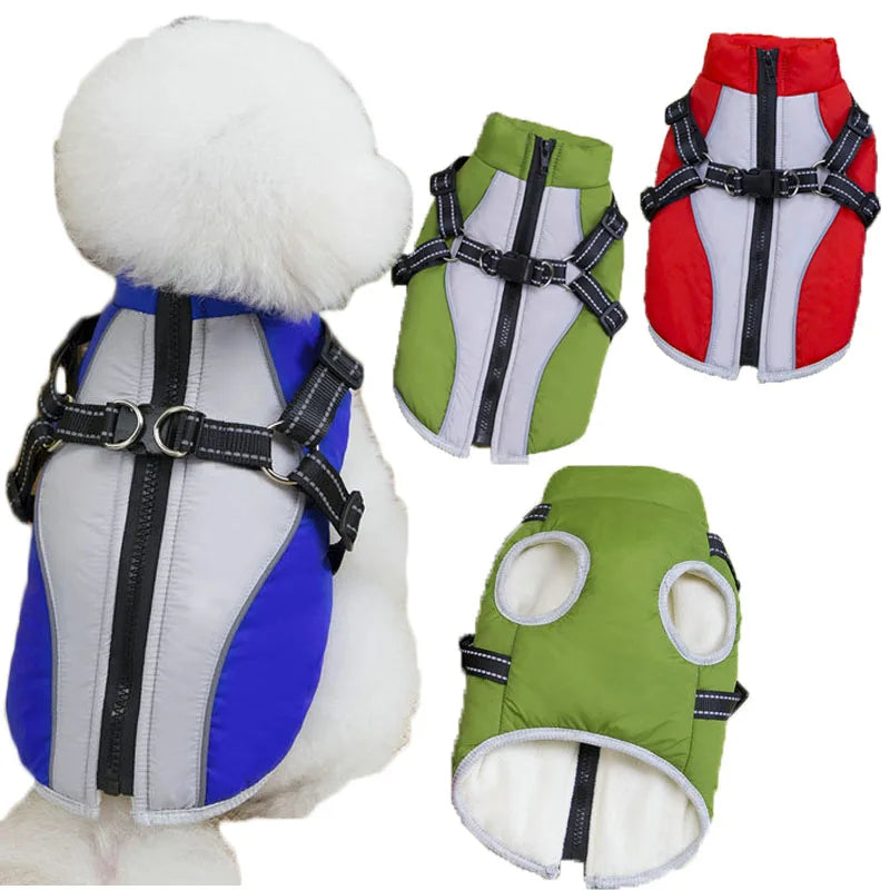 Reflective Jacket Winter Warm Harness Vest Clothing Dog Clothes For Small Dogs Dachshund Chihuahua Apparels Puppy Coats Jackets
