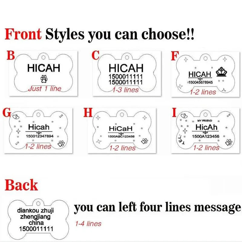 2PCS/LOT Personalized Small Dog Cat ID Tag Name Collar Tags For Kitten Puppy Pet Dog ID Tag Aluminium Pet Products Supplies