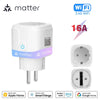 16A/20A EU Smart Plug Power Outlet Matter Smart WiFi Socket Mini Smart Plug for HomeKit SmartThings Works with Siri Alexa