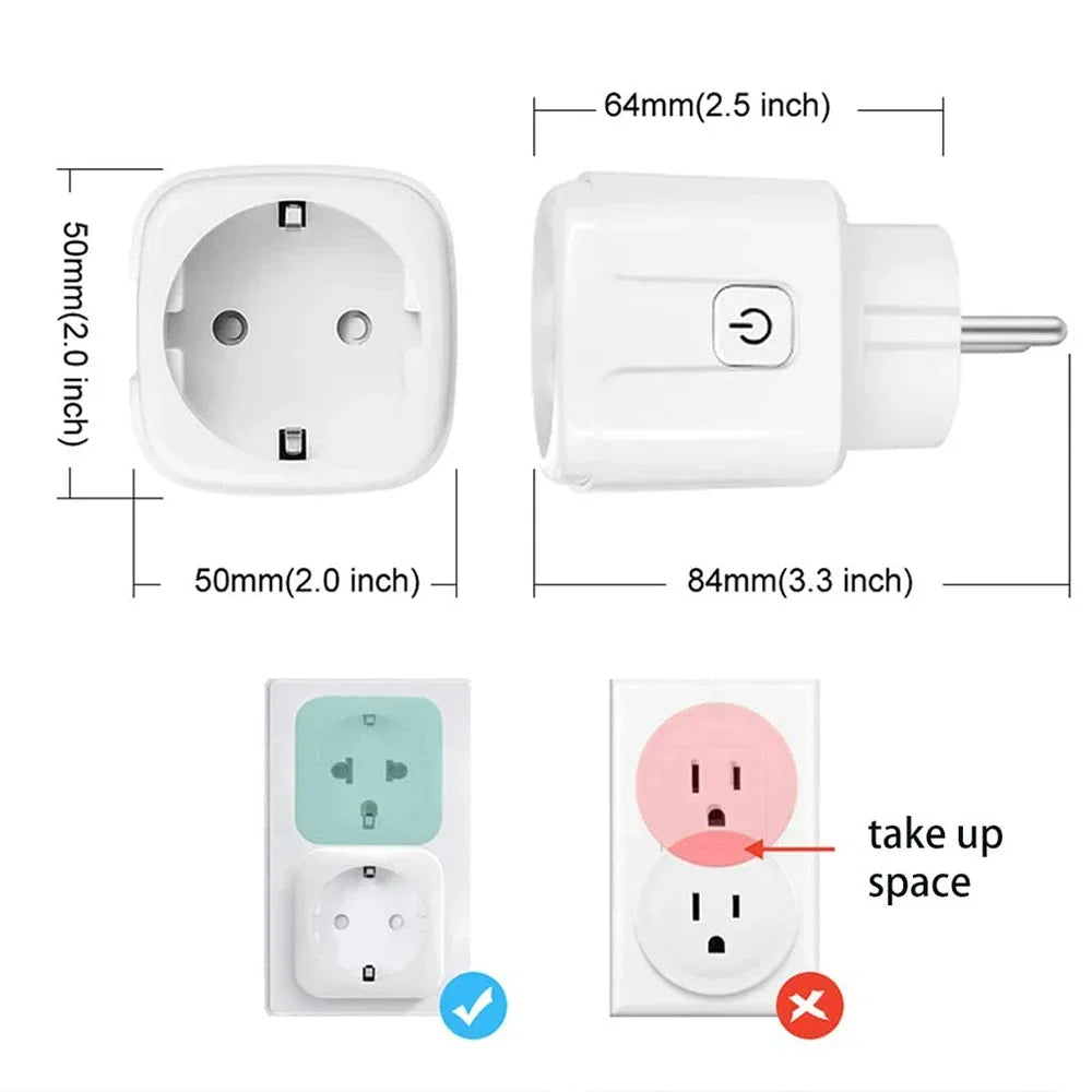 16A/20A AC100-240V Smart Plug EU WIFI Smart Socket Power Outlet Mobile Control Smart Home Voice Control Tuya Smart Life APP