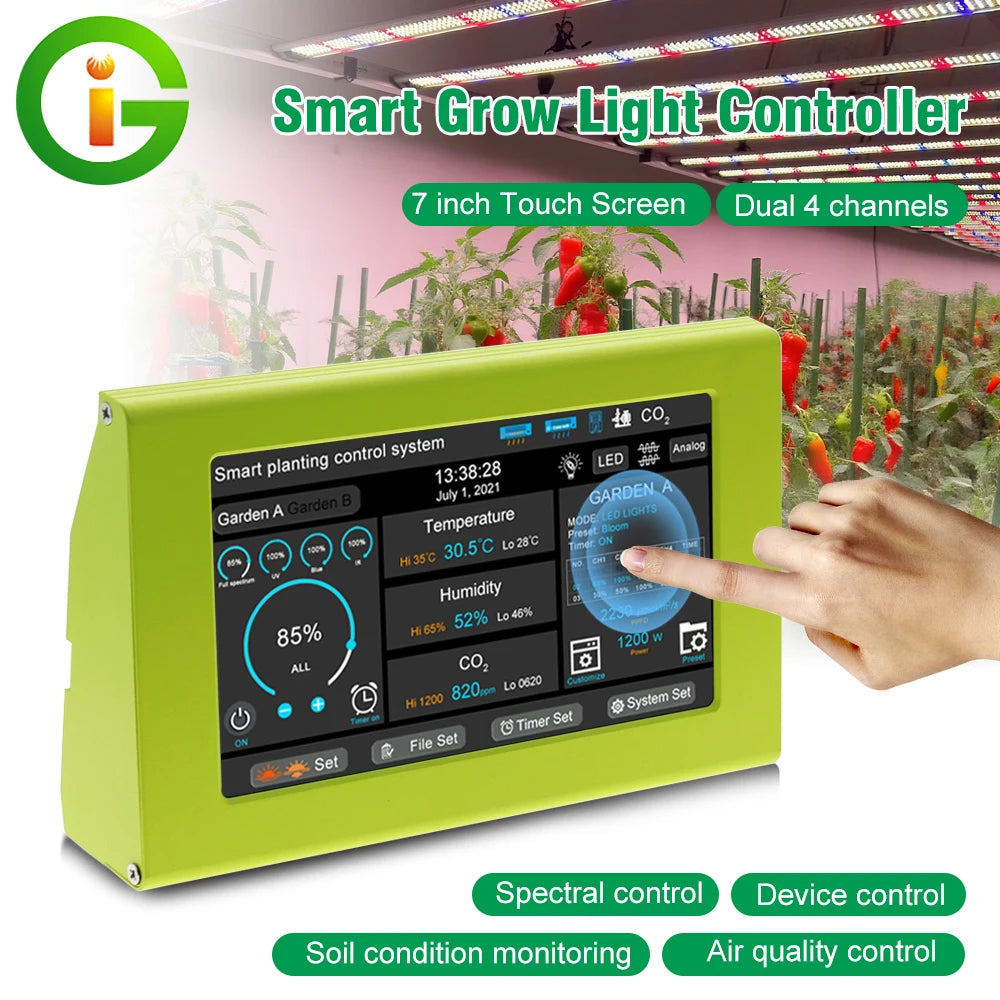 Smart Led Grow Light Controller Multi Channels Control Led Grow Lights for Humidifier  Fan Temperature Humidity Lamps