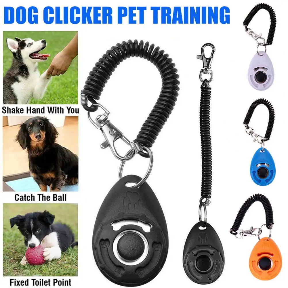 Pet Trainer Dog Training Clicker Pet Cat Plastic New Dogs Click Trainer Aid Adjustable Wrist Strap Sound Key Chain Dog Clicker