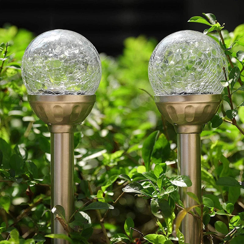 Solar Powered Cracked Glass Garden Lights，with Smart Light Control Path Lights for Garden Lawn Yard Patio