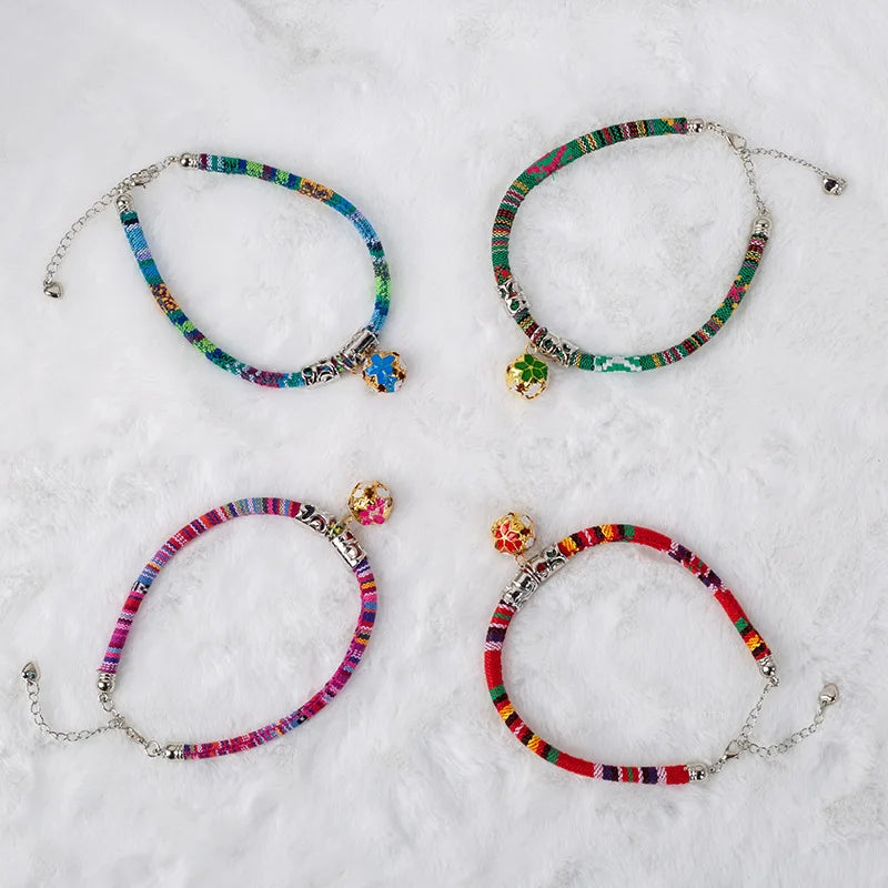 New Adjustable Pet Collar  with Bell Buckle Cat Vintage Style Collars & Leads Products for Rabbit Kitten Collar Lead Accessories