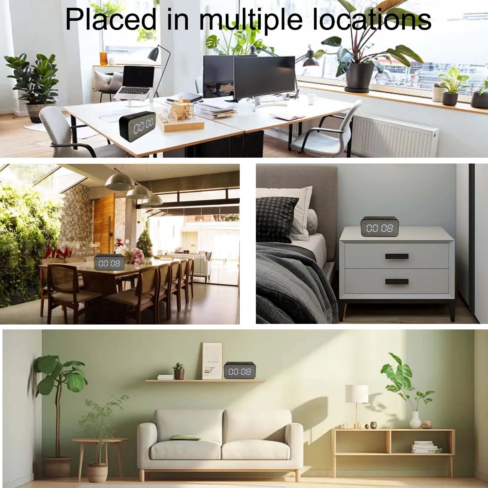 Smart Clock Camera with Temperature/Humidity Sensor, 4K WiFi, Motion Detection, Recording, Remote Viewing – Home Health Monitor