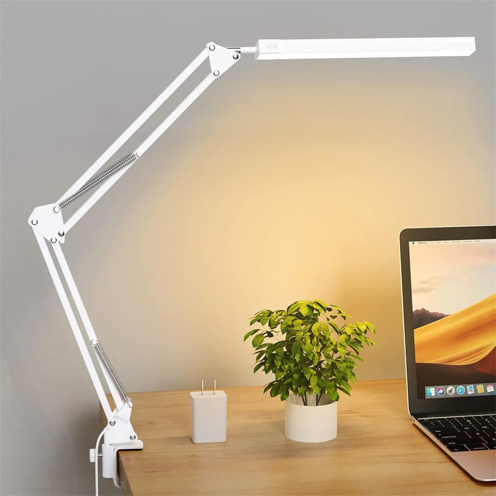 LED Desk Lamp, Dimmable Adjustable Flexible Reading Light, 3 Color 10 Brightness Levels, Memory Function Table lamp for Office
