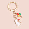 Mini Heart Balloon Cat Keychain Lovely Enamel Kitten Keyring For Women Men Handbag Decor Jewelry Car Keys Accessories Gift