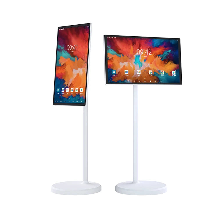 21.5/27/32 Android 13 Rachargable Interactive Portable Wireless Moveable Monitor LCD Screen Backlight White Smart Tv With Wheels