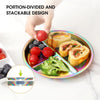 Dazzling Portion Control Plate Reusable 304 Stainless Steel Divided Dinner Plates Balanced Diet Round 3 Grids Dishes Outdoor